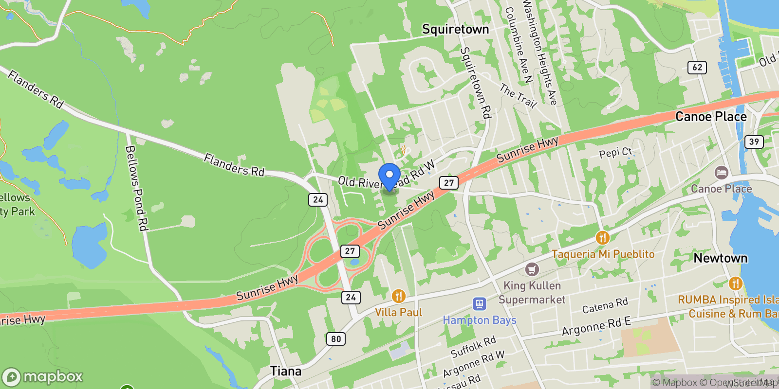 Map showing New York, Hampton Bays, New York, United States.