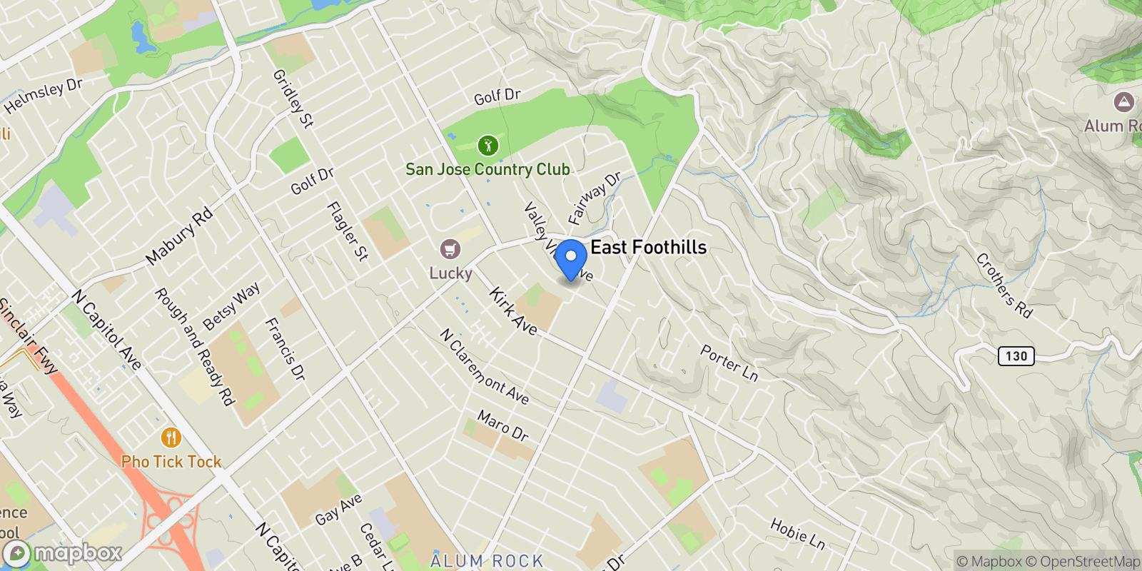 Map showing 126 Mountain View Avenue, San Jose, California, United States.