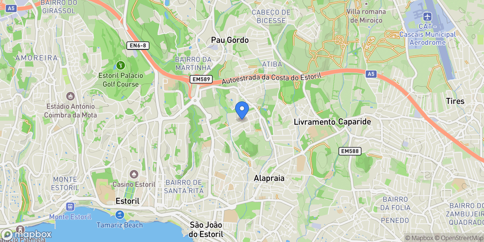 Map showing Cascais, Estoril, Cascais e Estoril, Lisbon.