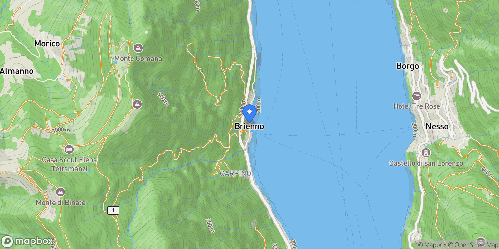 Map showing Provincia di Como, Brienno, Lombardy, Italy.