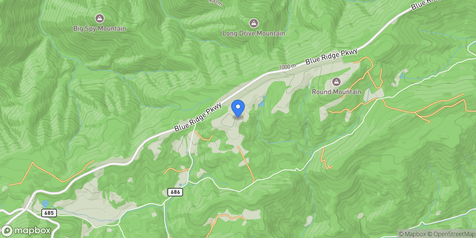 Map showing 24981 Blue Ridge Parkway, Vesuvius, VA 22032, Vesuvius, Virginia, United States.