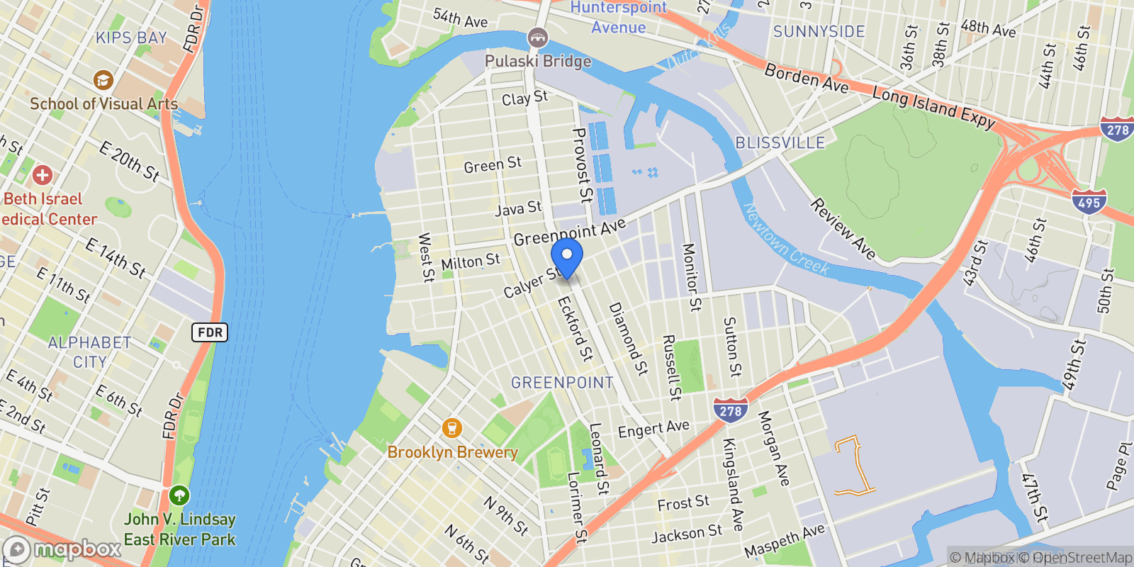 Map showing New York, New York, New York, United States.