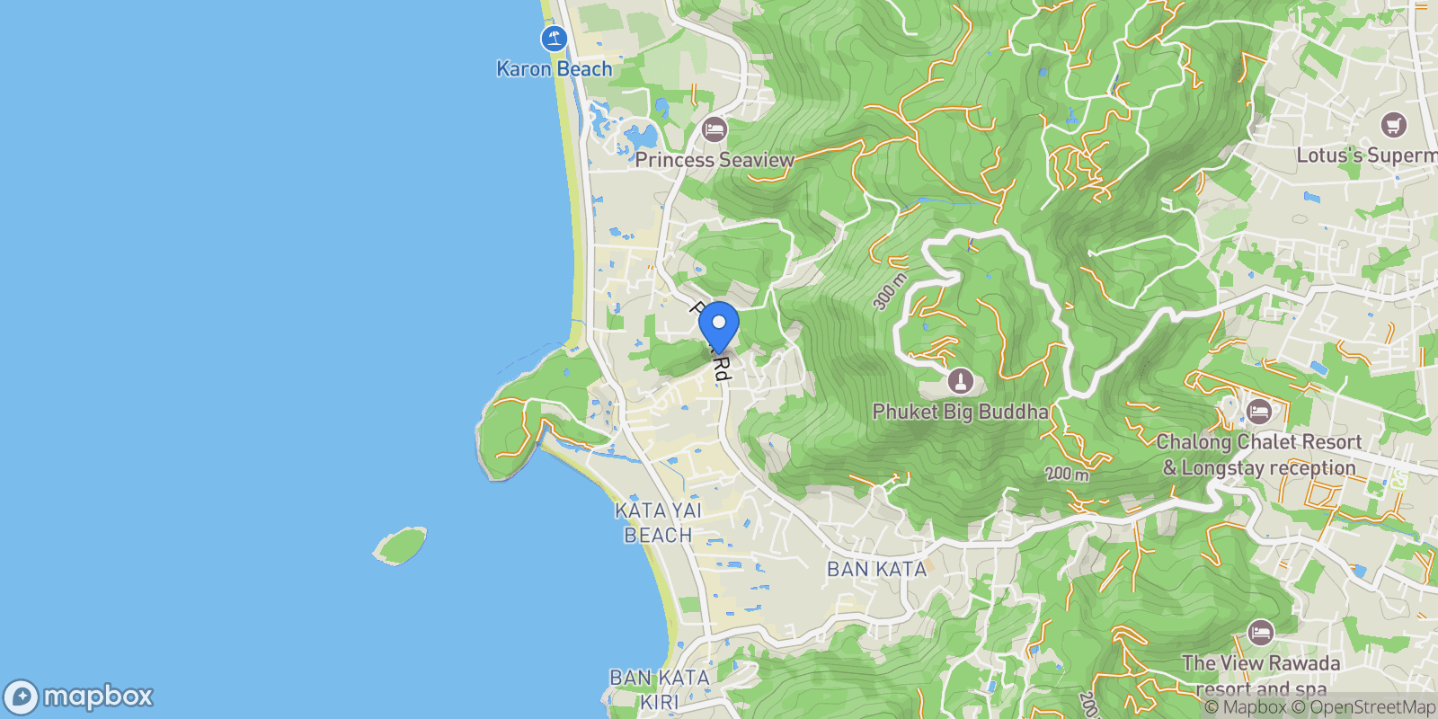 Map showing Mueang Phuket District, Karon, Phuket, Thailand.