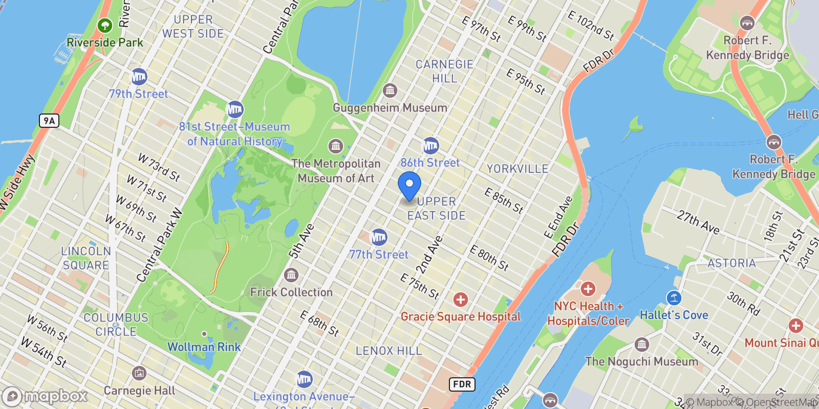Map showing 160 East 81st Street, New York, NY 10028, New York, New York, United States.