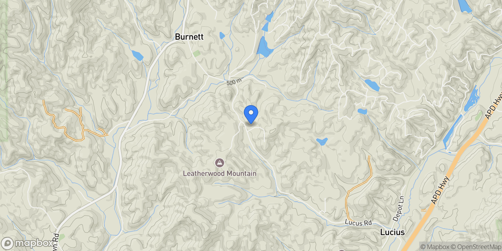 Map showing 35 Leatherwood Mountain Road, Cherry Log, Georgia, United States.