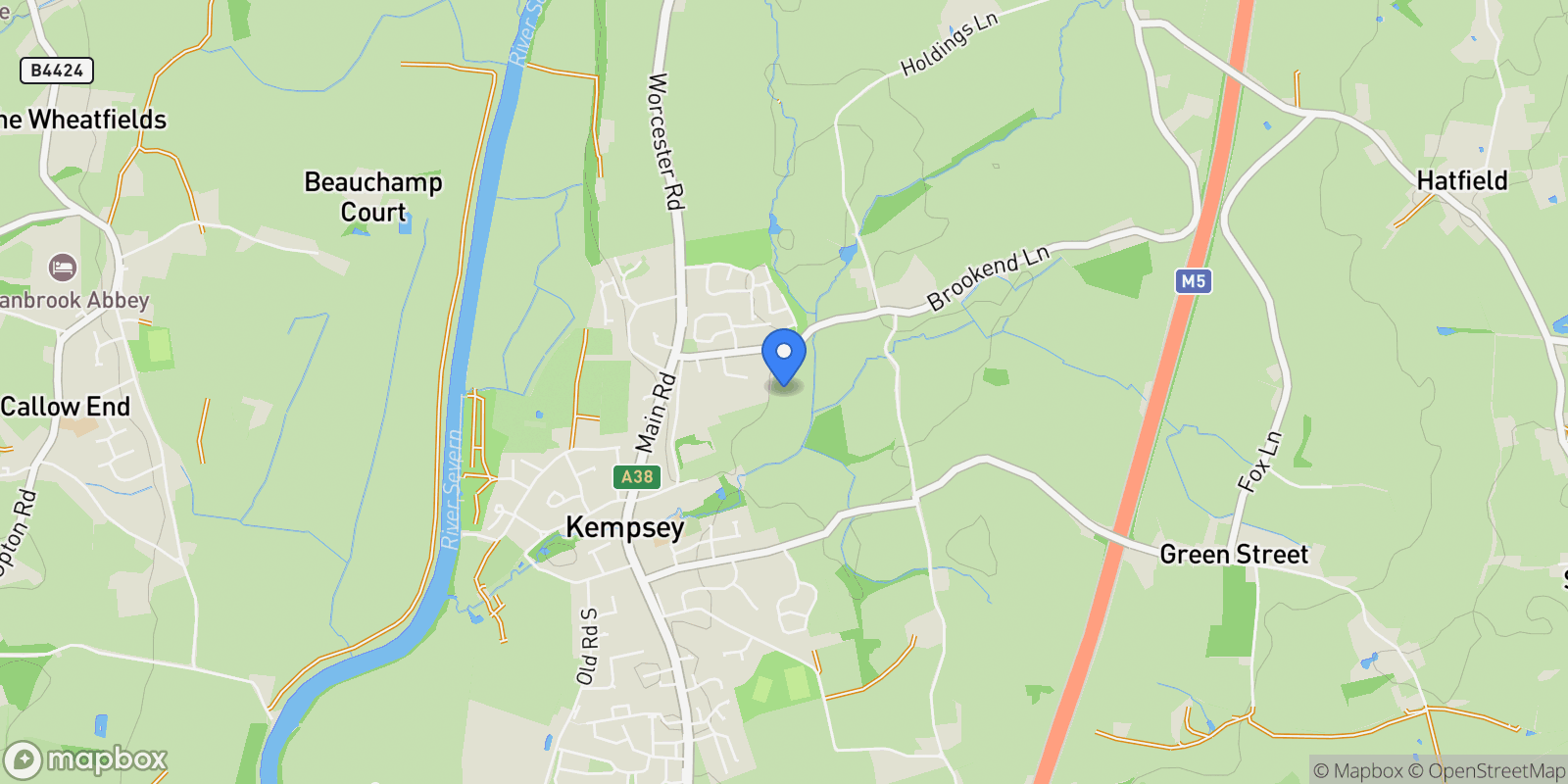 Map showing Brookend Lane, Kempsey, Worcester, Worcestershire, Kempsey, England, United Kingdom.