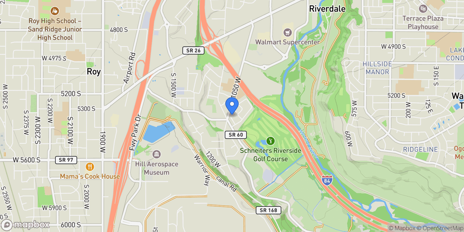 Map showing 946 W COLUMBIA CT S 107, Ogden, Utah, United States.