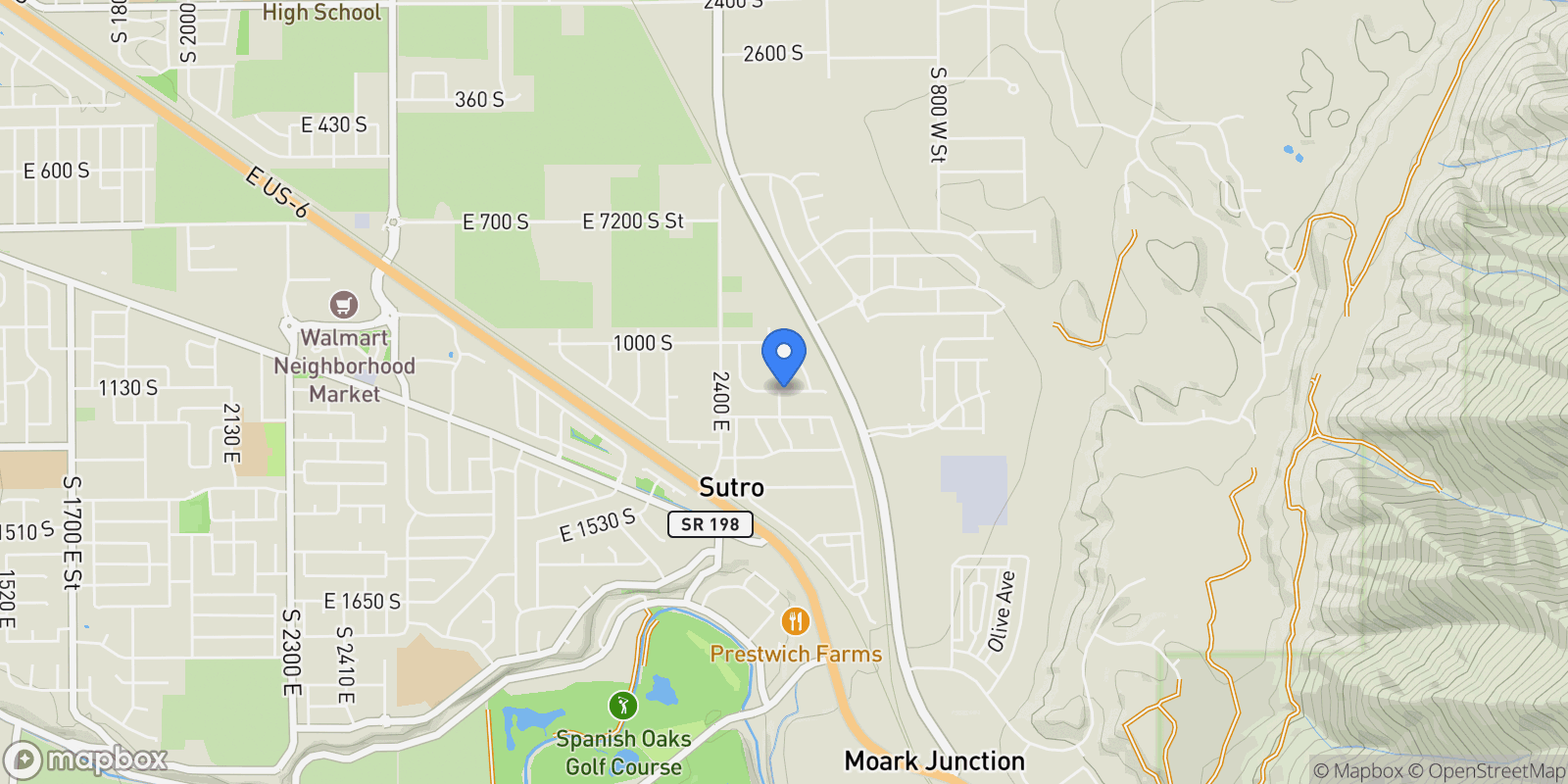 Map showing 3592 E 1120 UINTA S, Spanish Fork, Utah, United States.