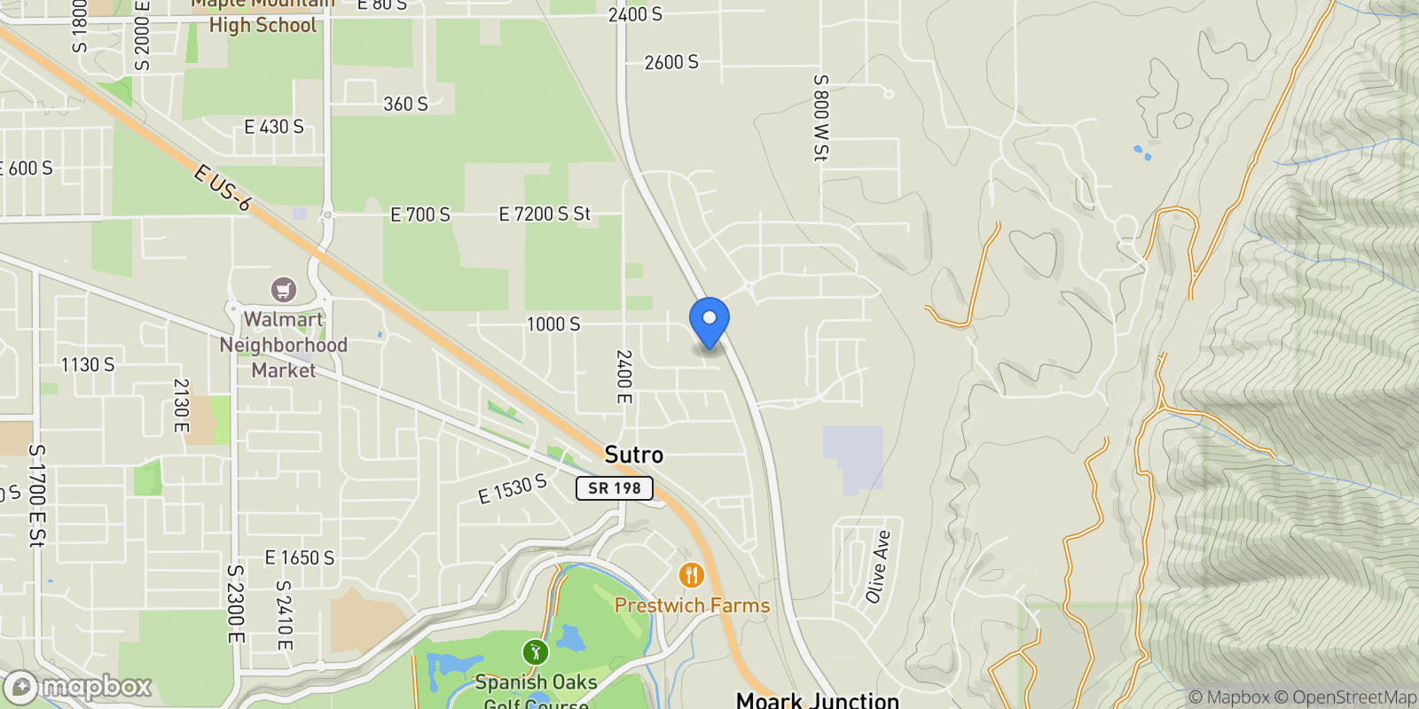 Map showing 1087 E 3600 PRESTON S, Spanish Fork, Utah, United States.