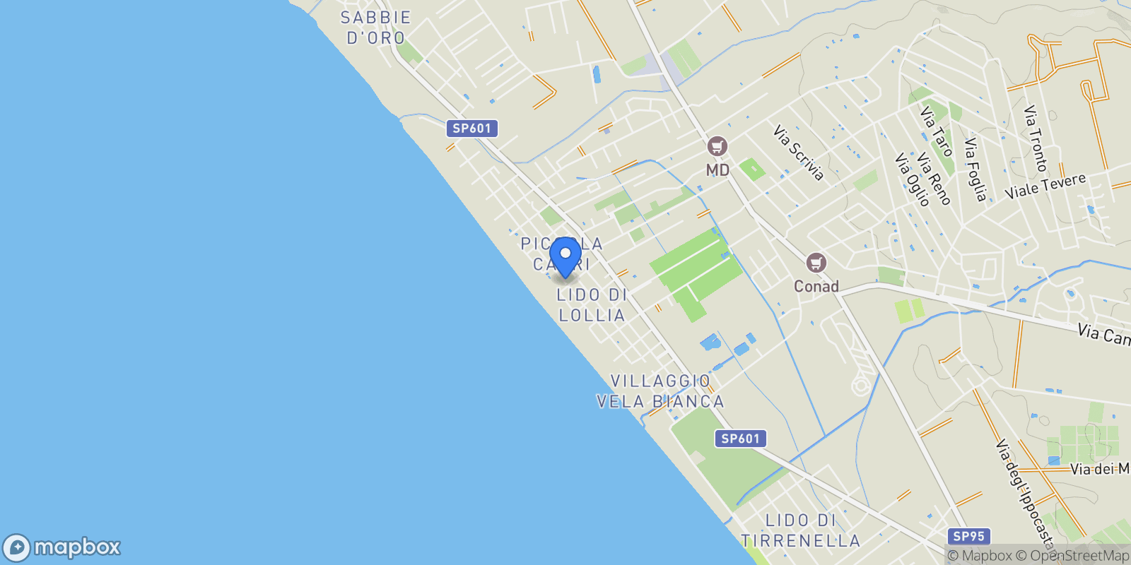 Map showing Via dei Cavalli Marini, 00040 Marina di Ardea RM, Italy, Marina di Ardea, Lazio, Italy.