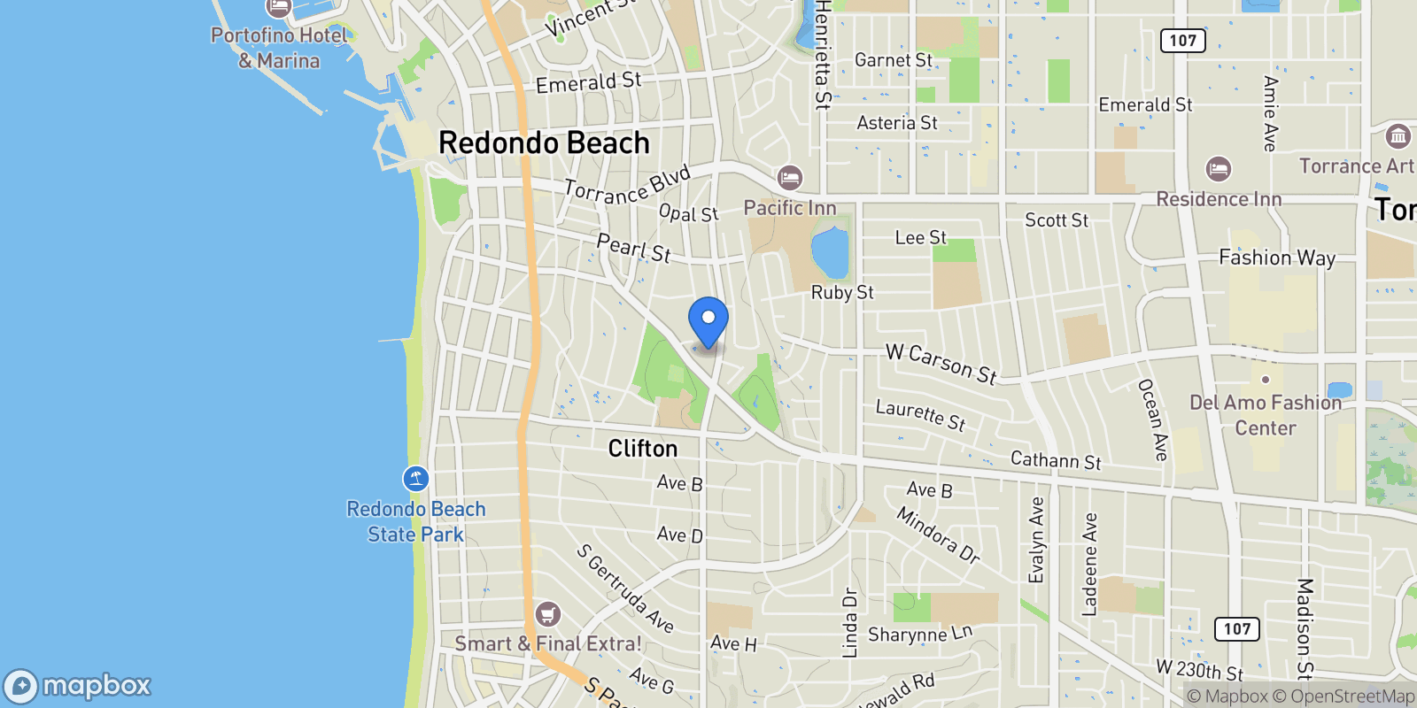 Map showing 641 Prospect Unit 103, Torrance, California, United States.