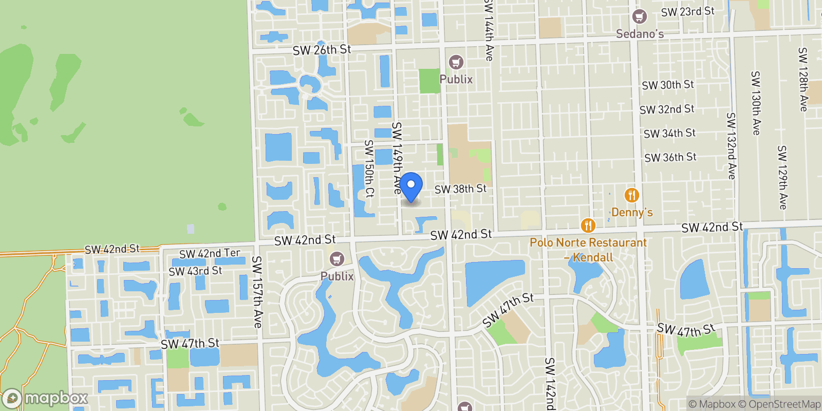 Map showing 14841 SW 39th Ter, West Miami, Florida, United States.