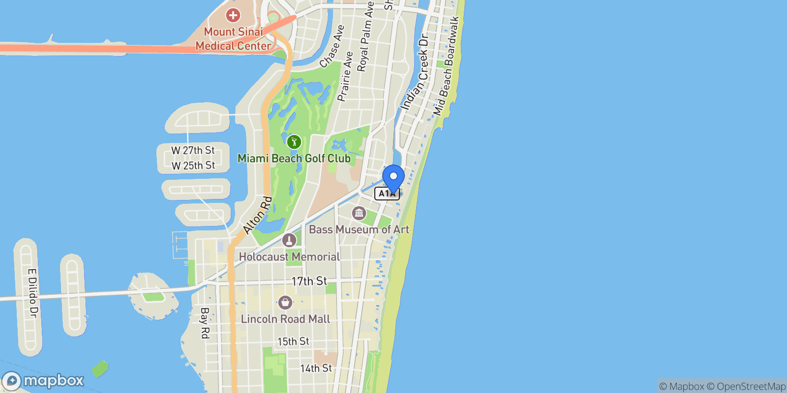 Map showing 2301 Collins Ave PH22, Miami Beach, Florida, United States.