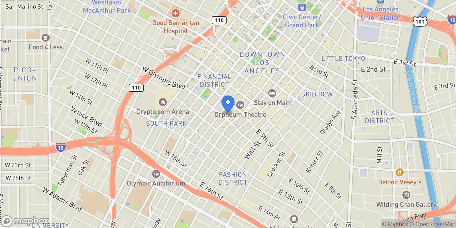 Map showing 939 Broadway Unit 203, Los Angeles, California, United States.