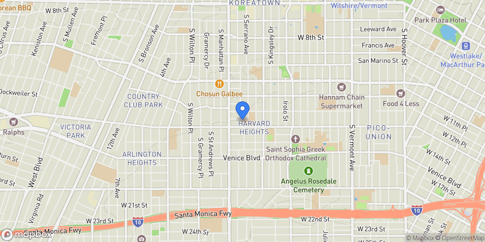 Map showing 3030 12th Place, Los Angeles, California, United States.