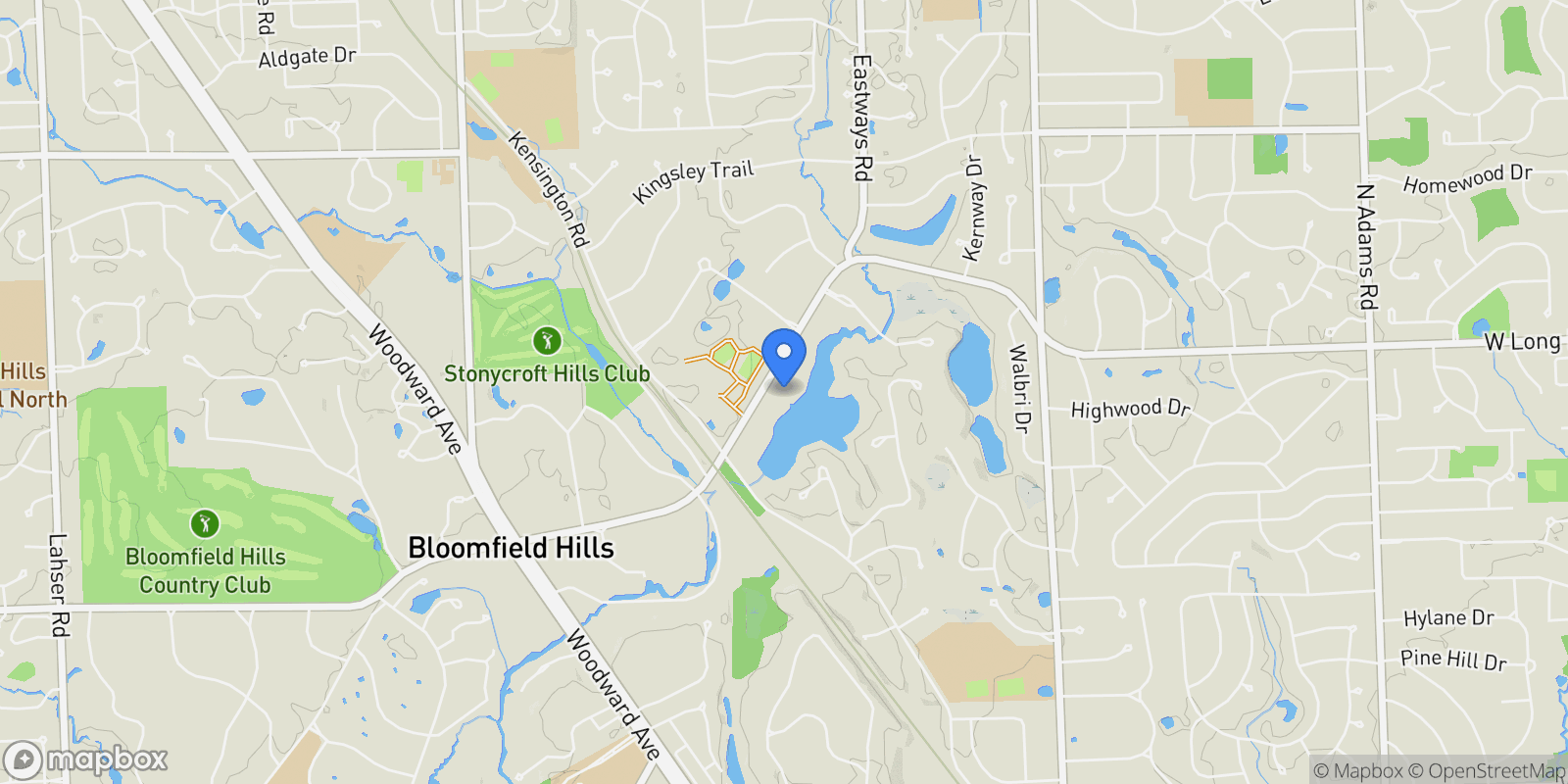 Map showing 490 East Long Lake Road, Bloomfield Hills, Michigan, United States.