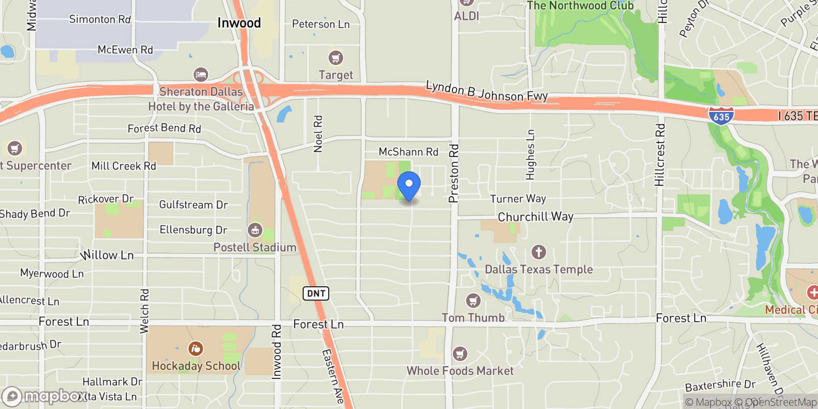 Map showing 5857 Charlestown Drive, Dallas, Texas, United States.