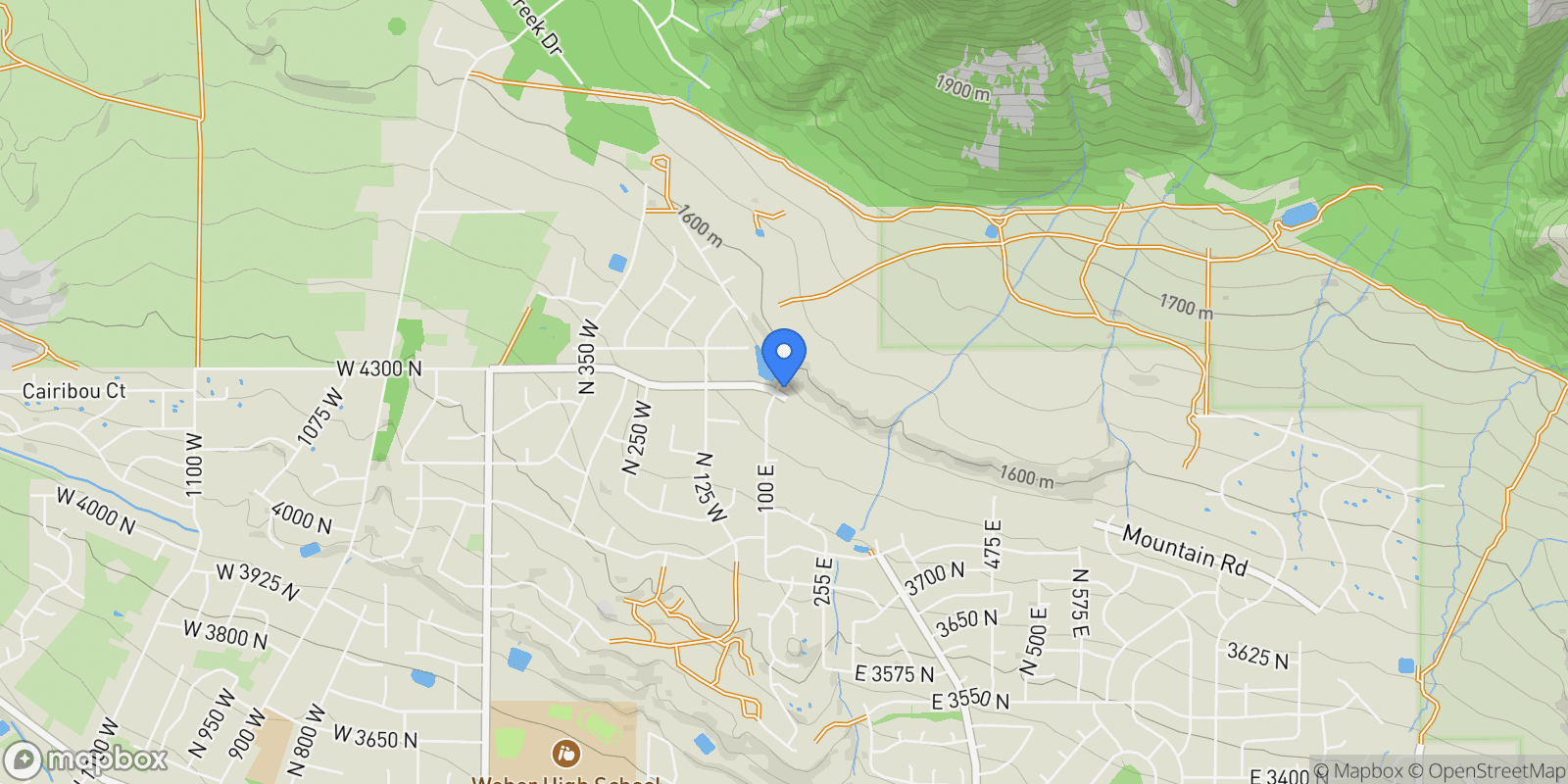 Map showing 116 E 4300 N, Ogden, Utah, United States.