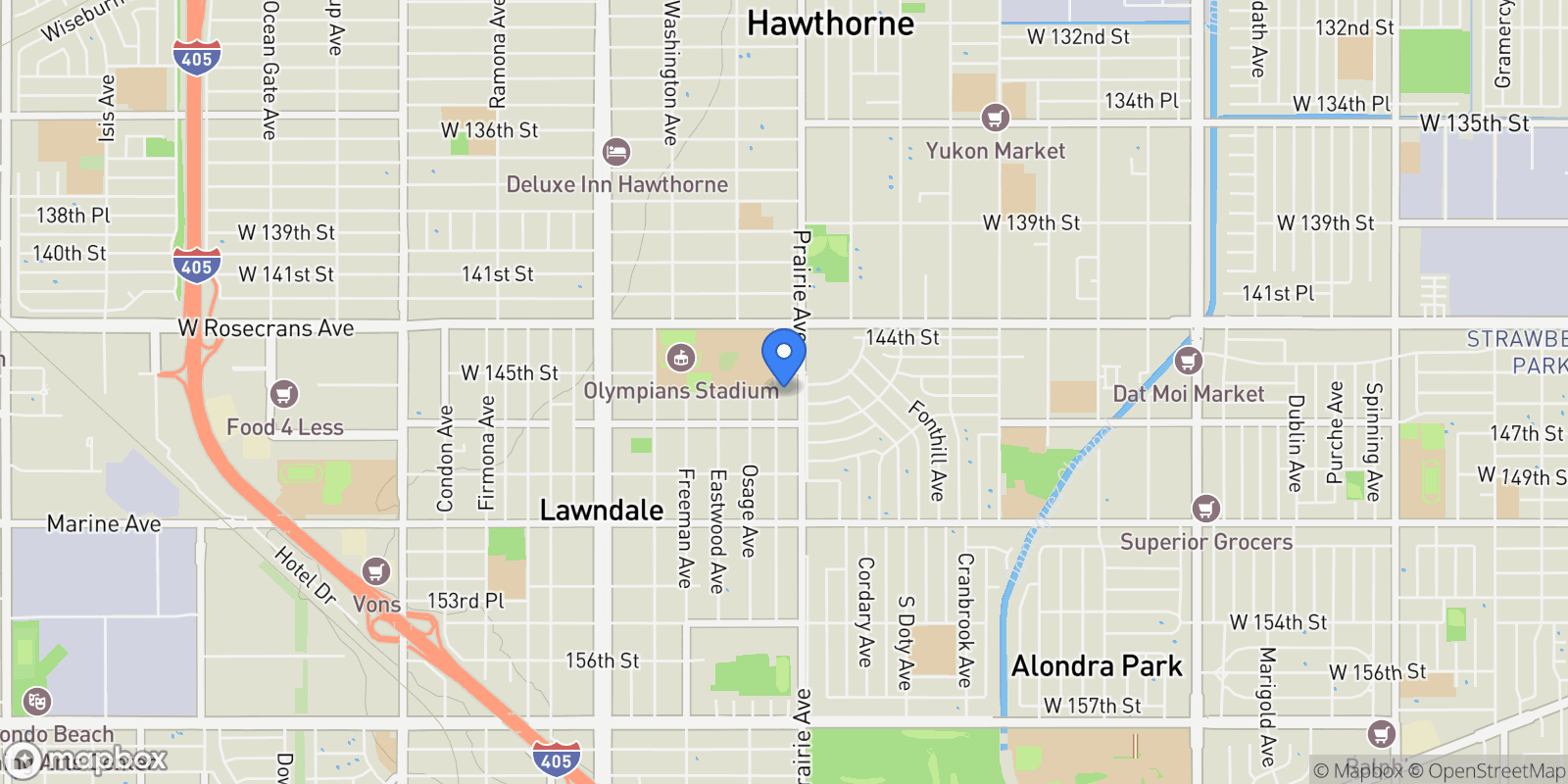 Map showing 14522 Avis, Lawndale, California, United States.