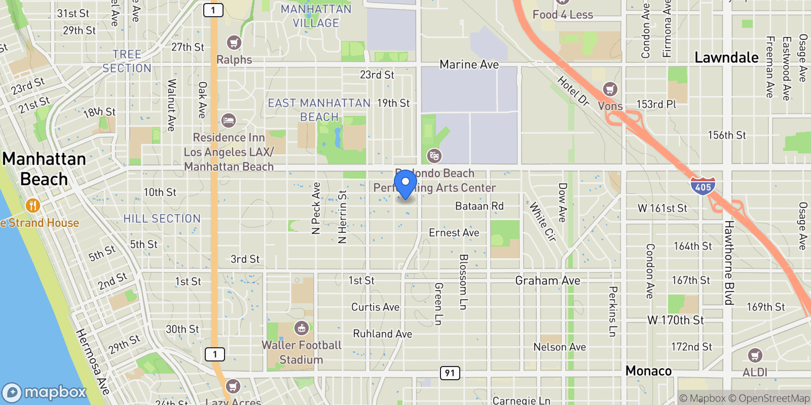 Map showing 1827 9th, Manhattan Beach, California, United States.