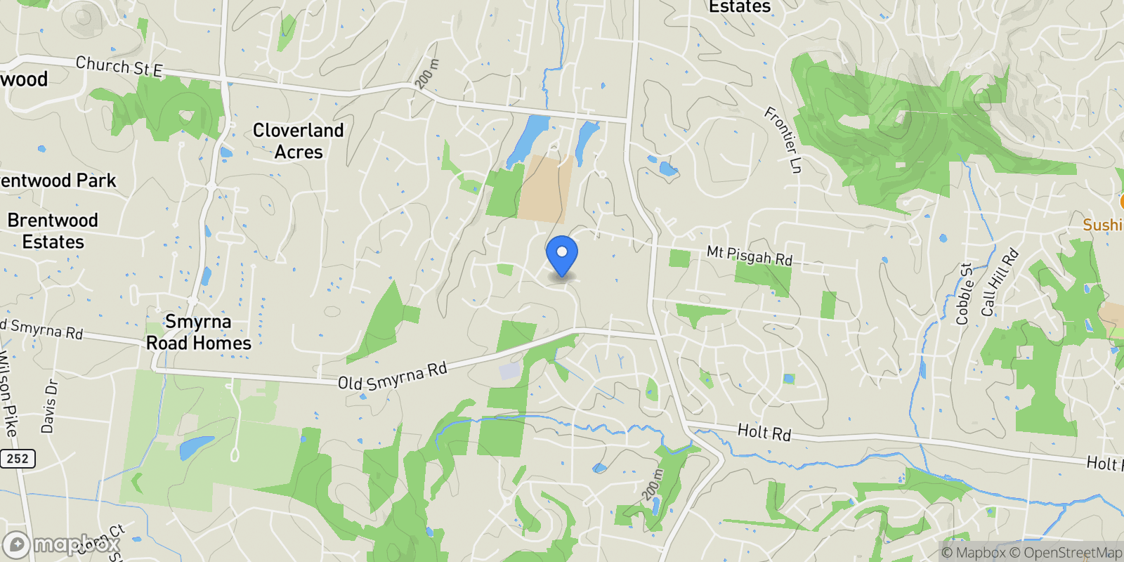 Map showing 605 Banbury Pl, Nashville, Tennessee, United States.