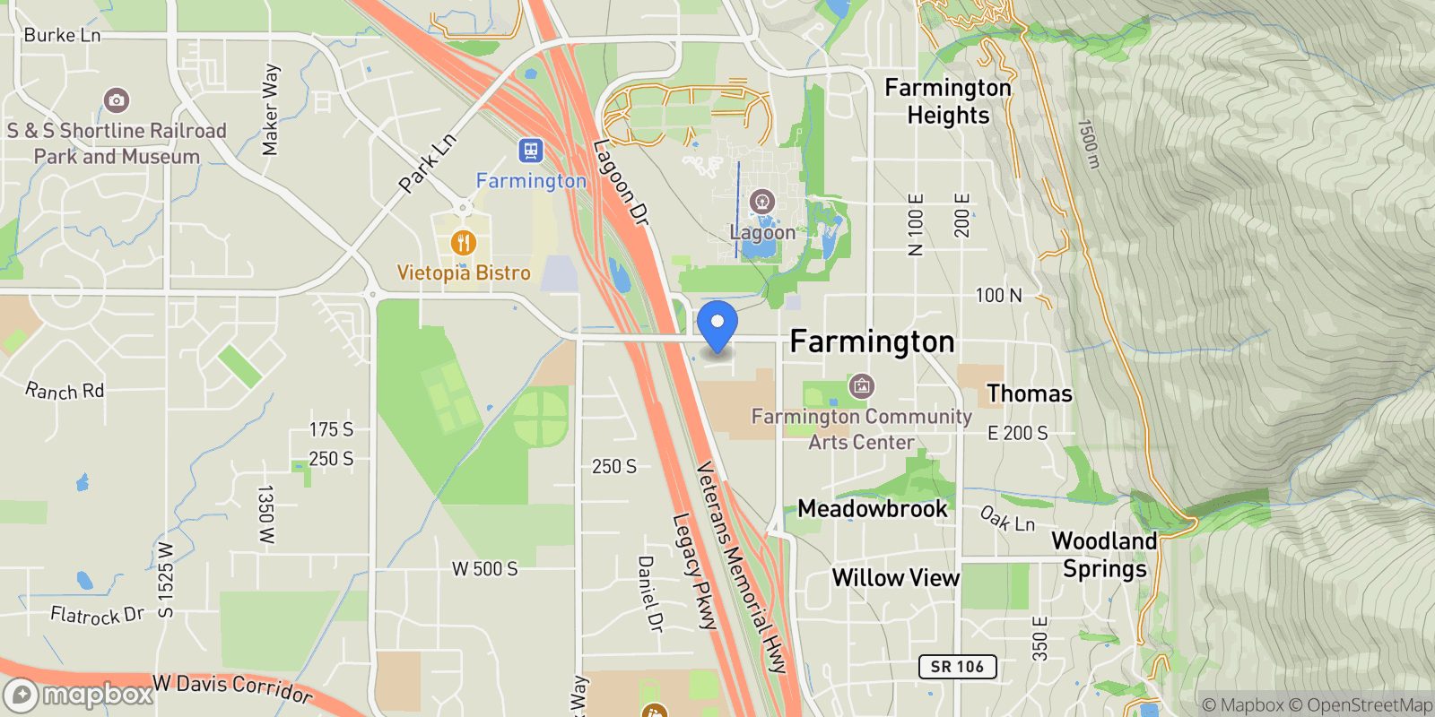Map showing 342 W CLARK CIR, Farmington, Utah, United States.