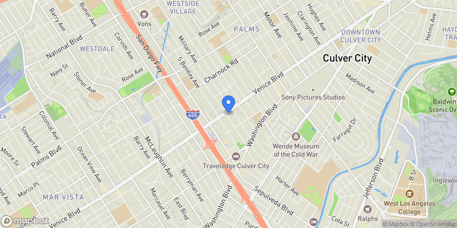Map showing 11020 Venice, Culver City, California, United States.