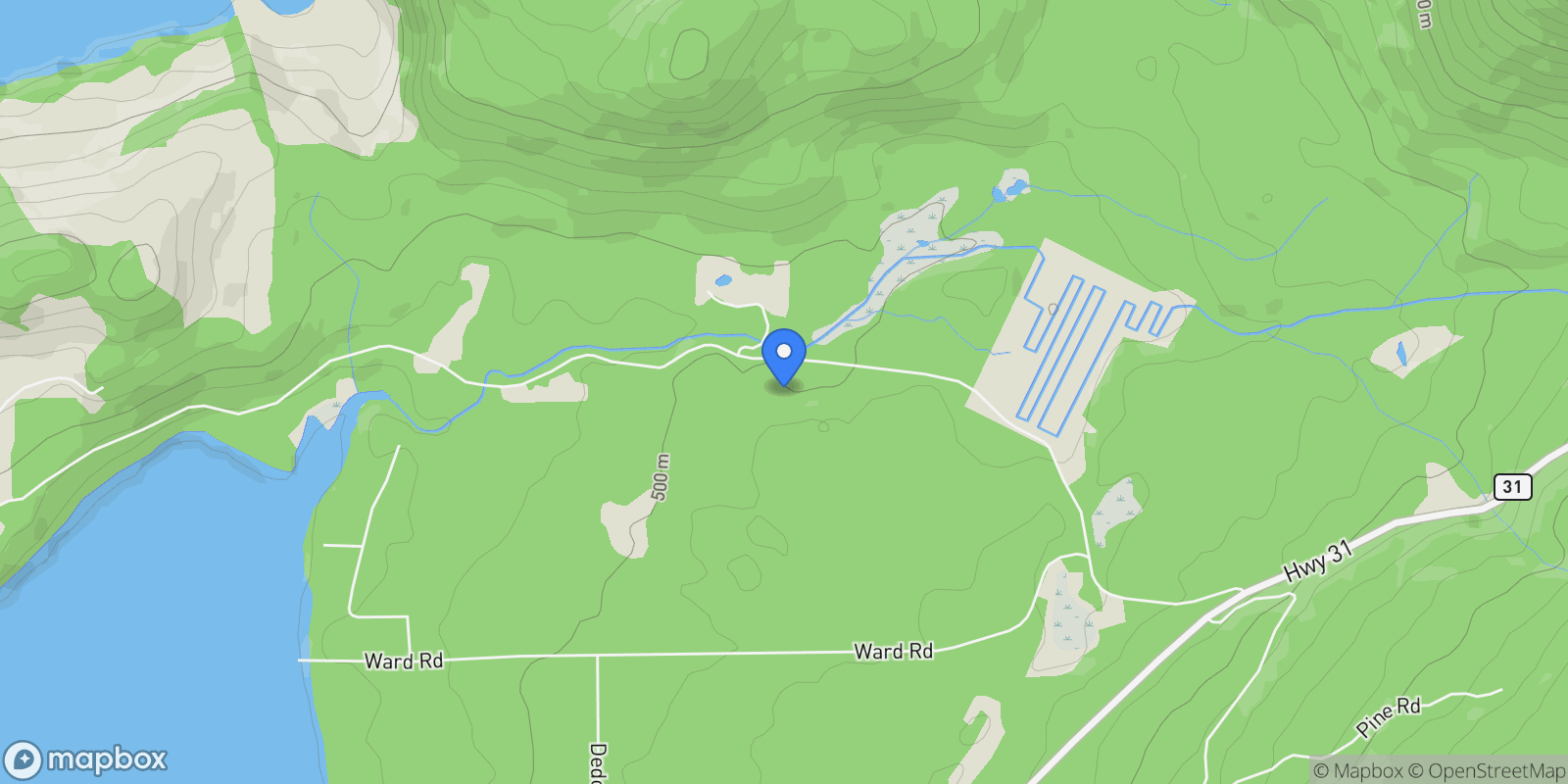 Map showing 935 Hill Creek Rd, Columbia-Shuswap, BC V0G 1R0, Canada, Galena Bay, British Columbia, Canada.
