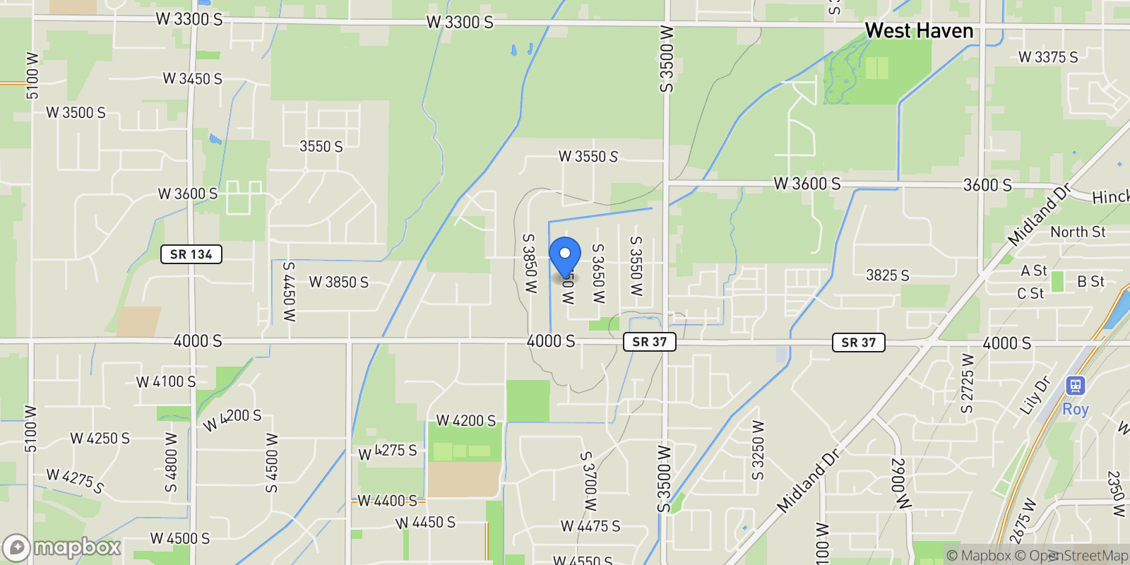 Map showing 3791 S 3750 W, Ogden, Utah, United States.