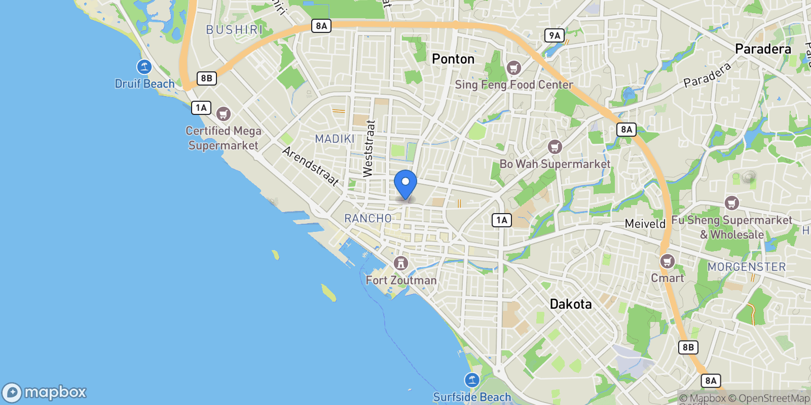 Map showing Opal 34, Oranjestad, Aruba.