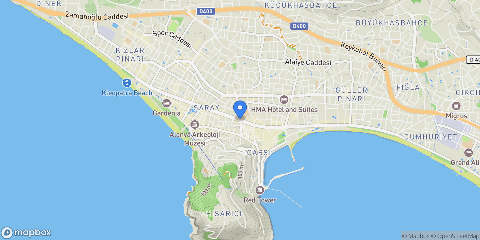 Map showing Alanya, Antalya, Türkiye, Alanya, Antalya, Turkey.