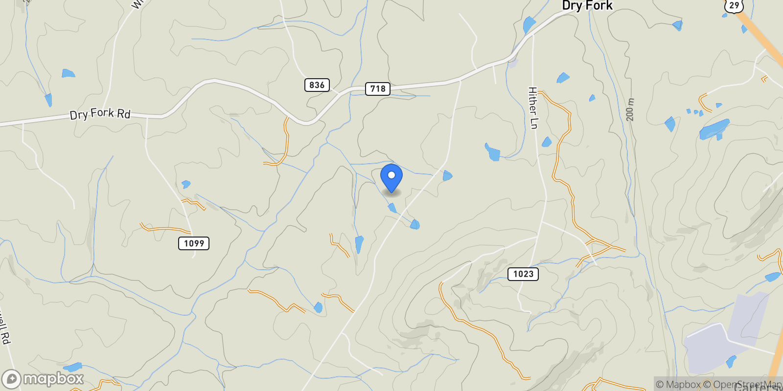 Map showing 884 Pleasant Gap Drive, Dry Fork, VA 24549, Dry Fork, Virginia, United States.