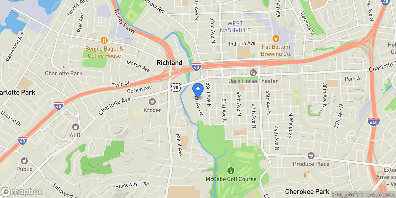 Map showing 304 54th Ave N, Nashville, Tennessee, United States.