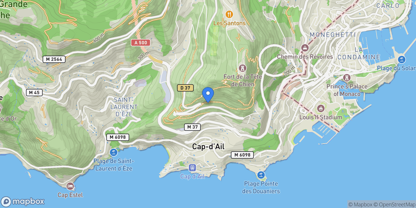 Map showing Cap-d'Ail, Provence-Alpes-Côte d'Azur, France.