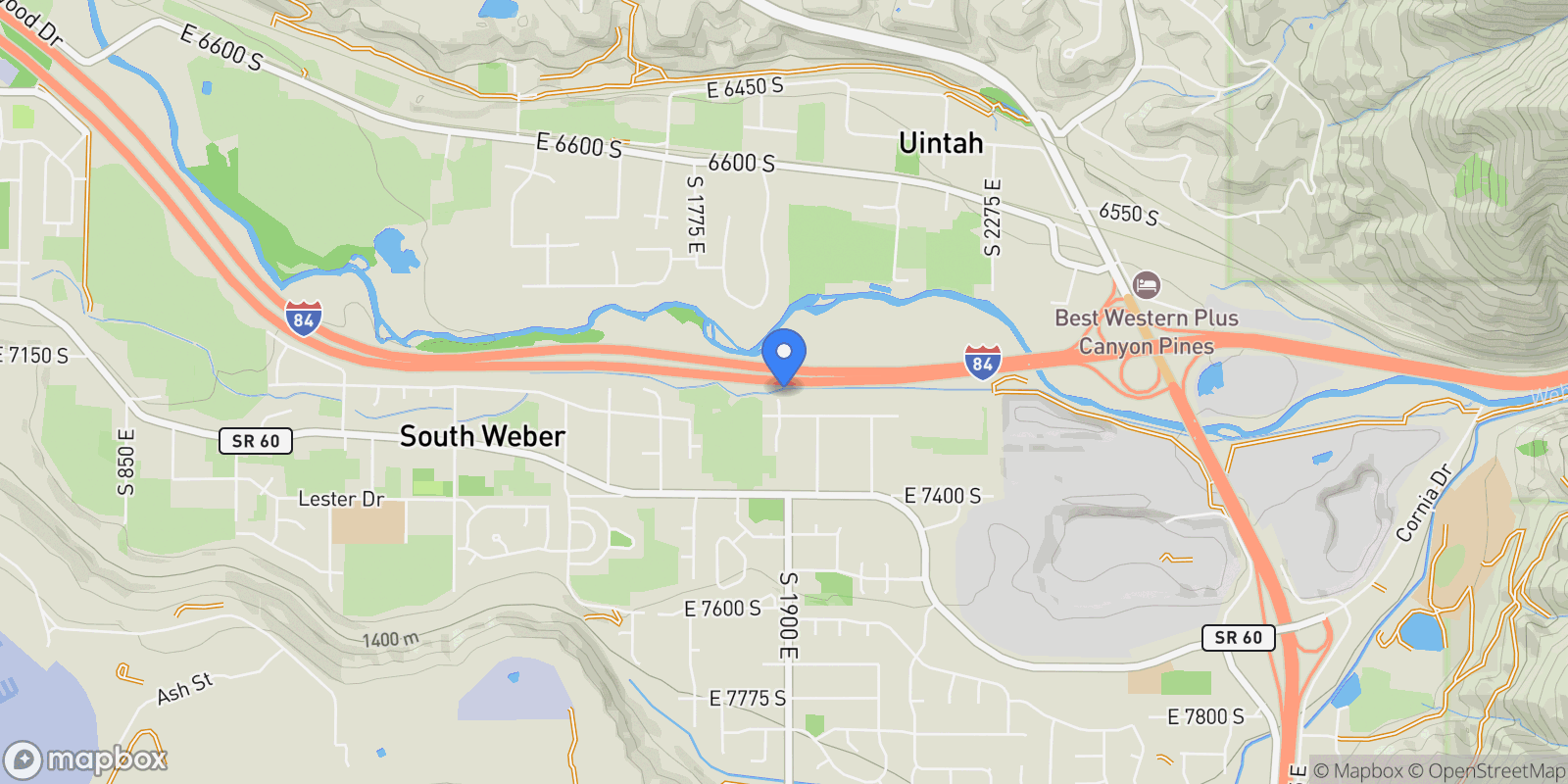 Map showing 7212 S HAROLDS WAY E, Ogden, Utah, United States.