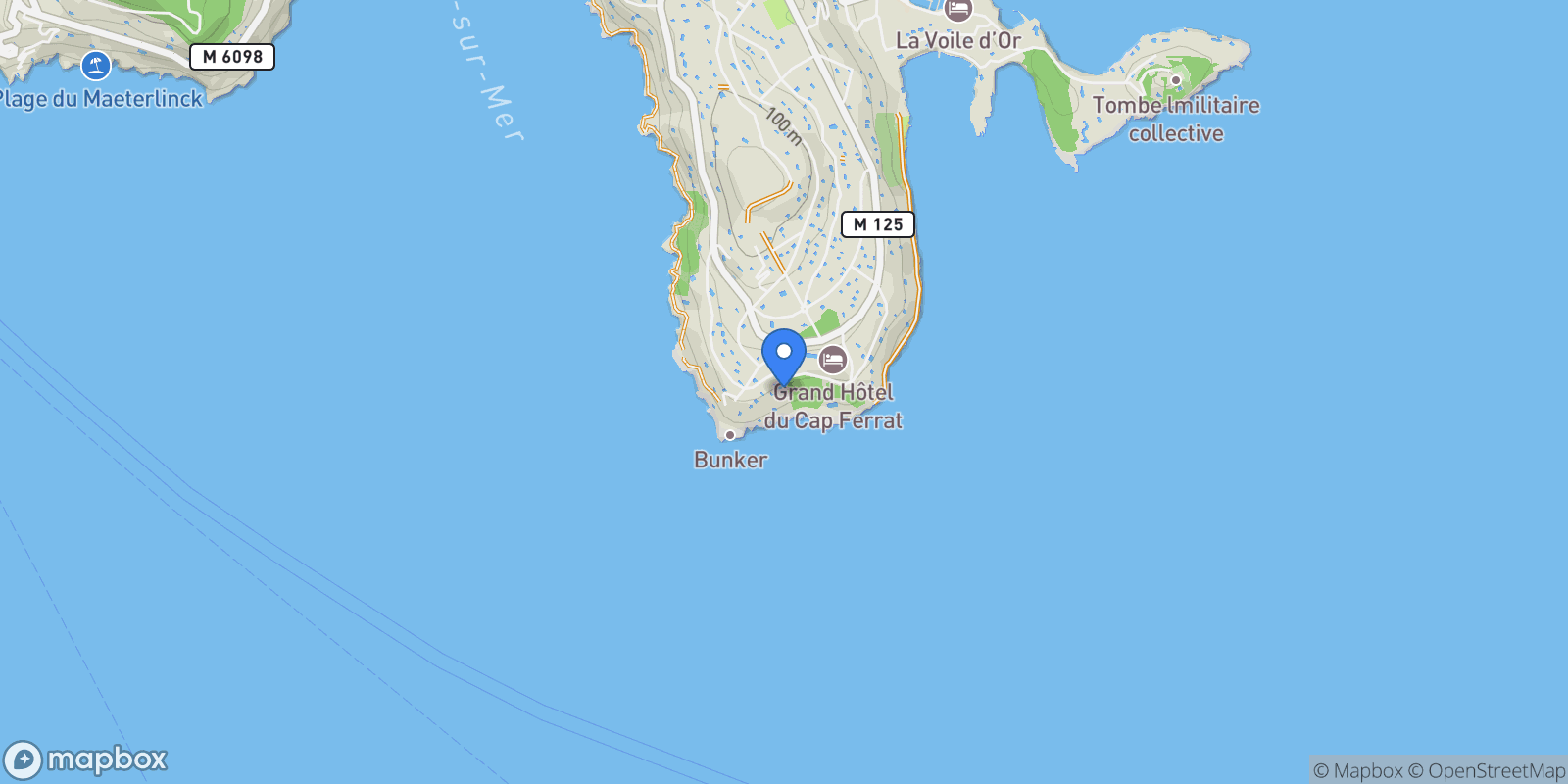 Map showing Cap Ferrat, 06230 Saint-Jean-Cap-Ferrat, France, Saint-Jean-Cap-Ferrat, Provence-Alpes-Côte d'Azur, France.