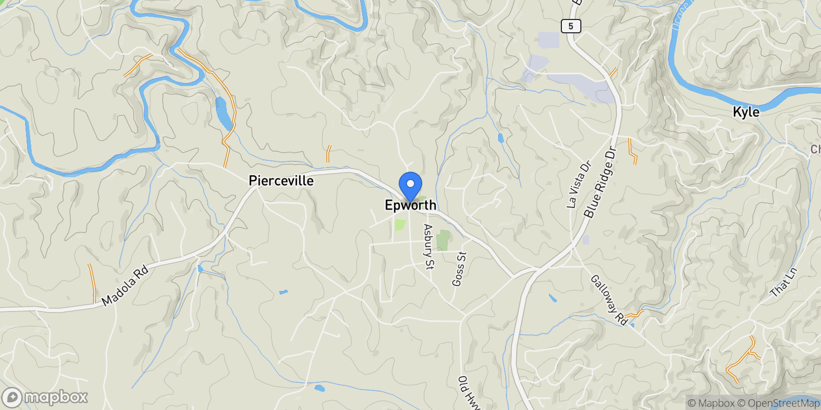 Map showing 211 W Oakcrest Drive, Blue Ridge, Georgia, United States.