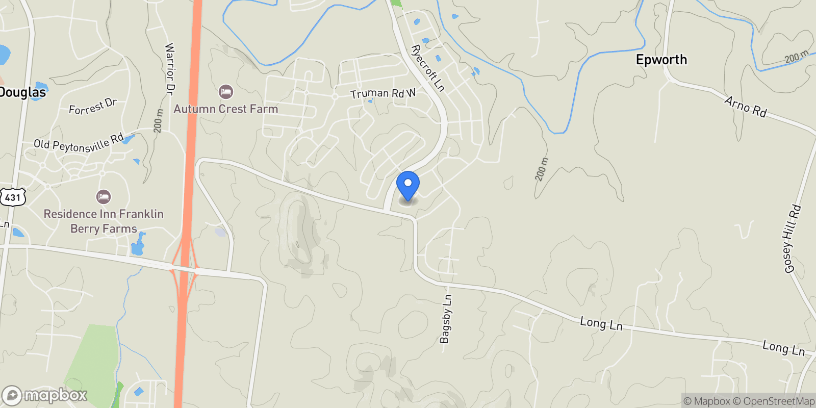 Map showing 924 Hornsby Dr, Franklin, Tennessee, United States.
