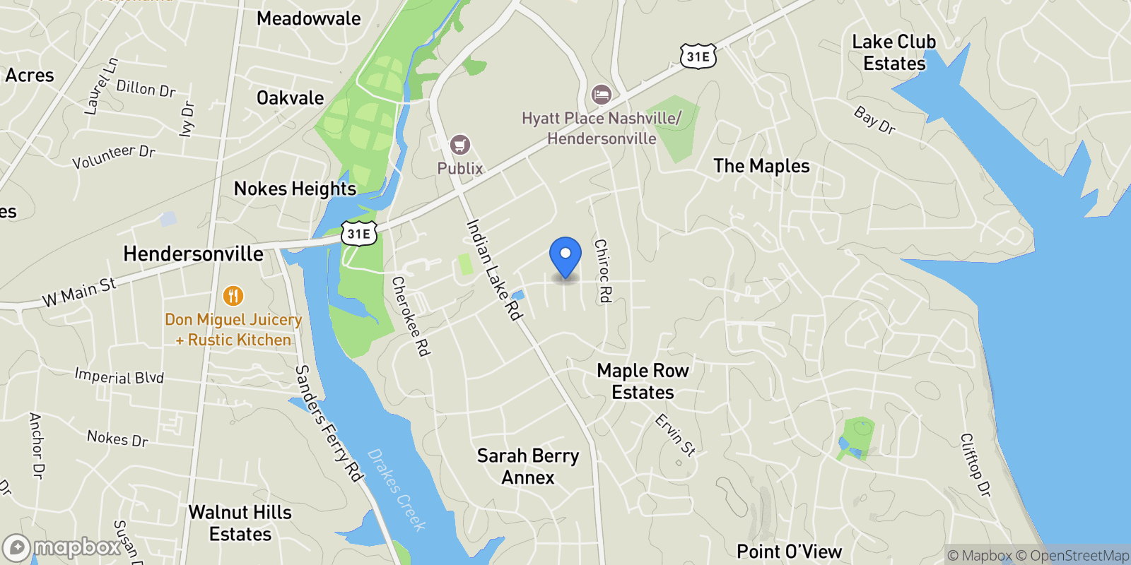 Map showing 103 Keene Vly S, Hendersonville, Tennessee, United States.