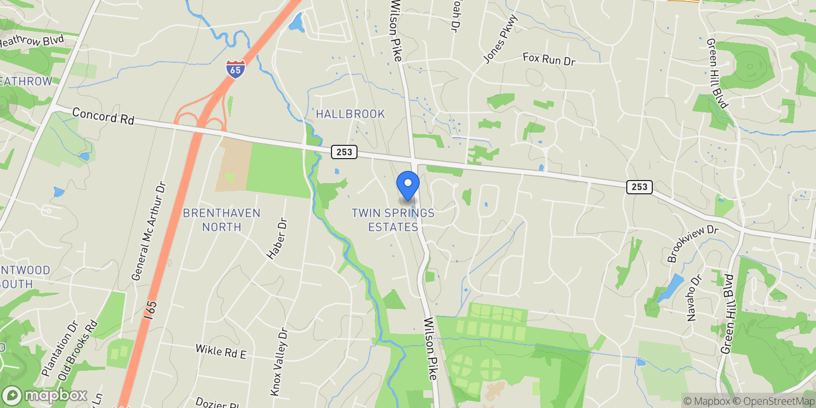 Map showing 1115 Wilson Pike, Nashville, Tennessee, United States.