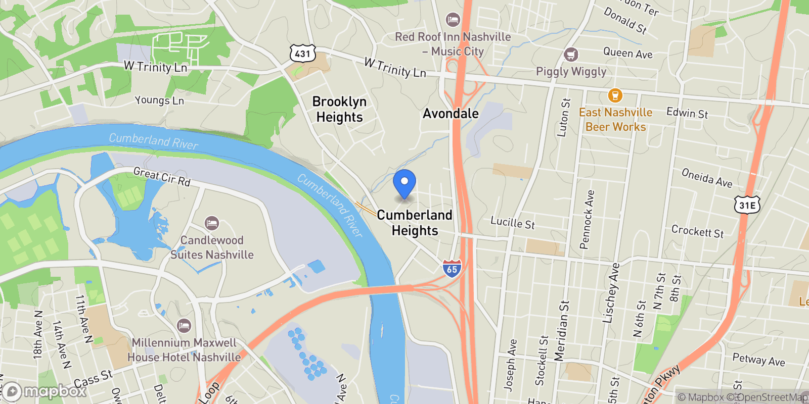 Map showing 512 Weakley Ave, Nashville, Tennessee, United States.
