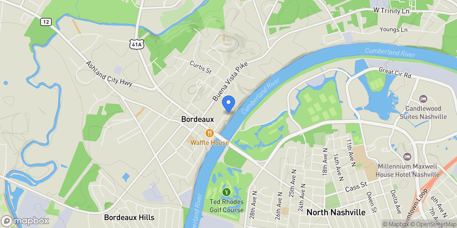 Map showing 2118 Cliff Dr C, Nashville, Tennessee, United States.