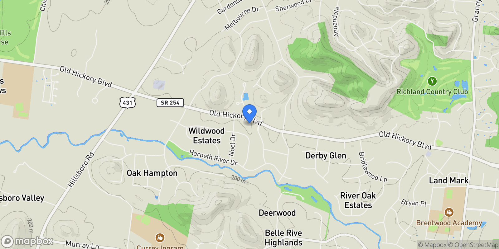 Map showing 1809 Old Hickory Blvd, Nashville, Tennessee, United States.