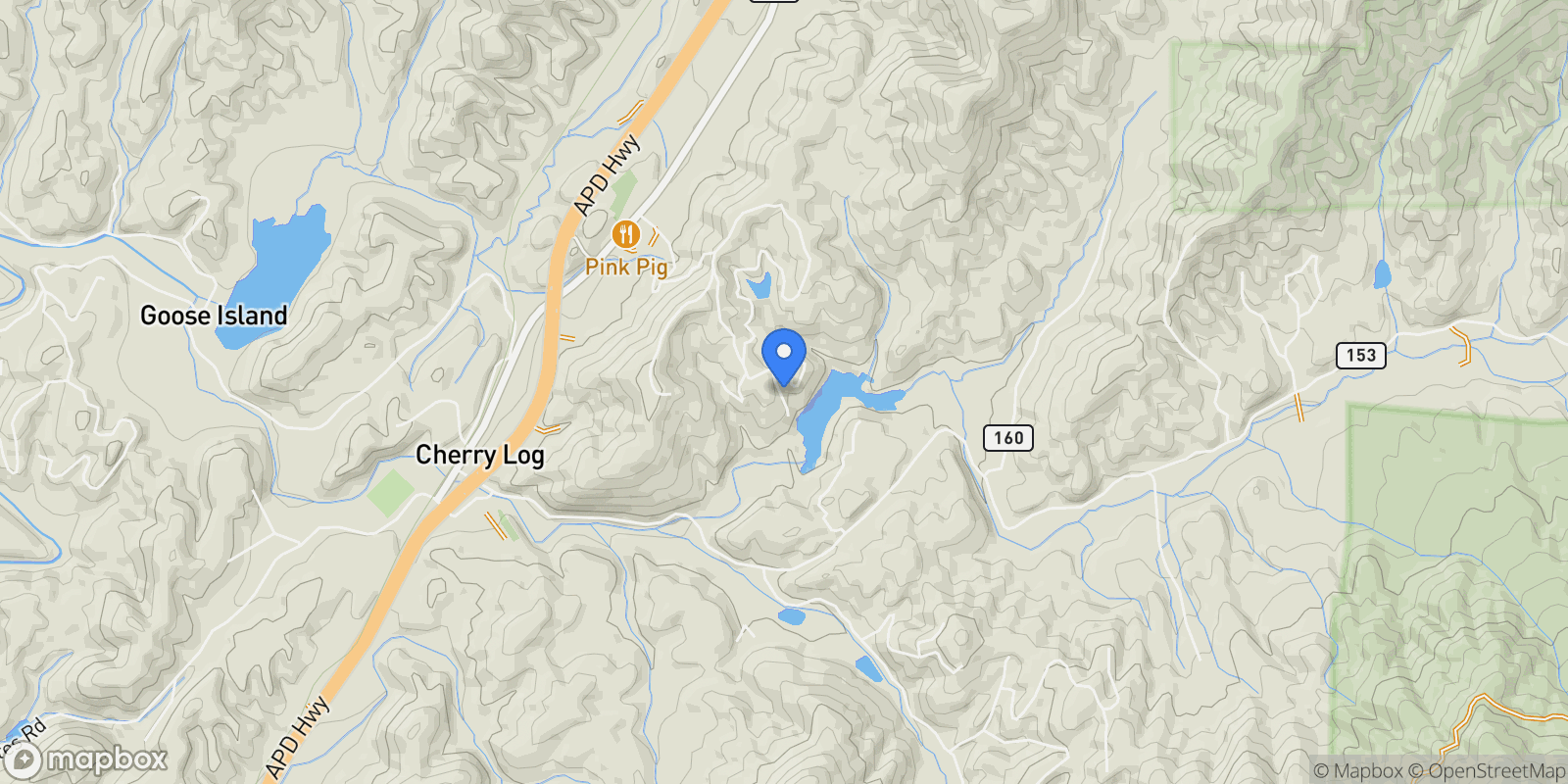 Map showing 50 Lakeview DR 26, Cherry Log, Georgia, United States.