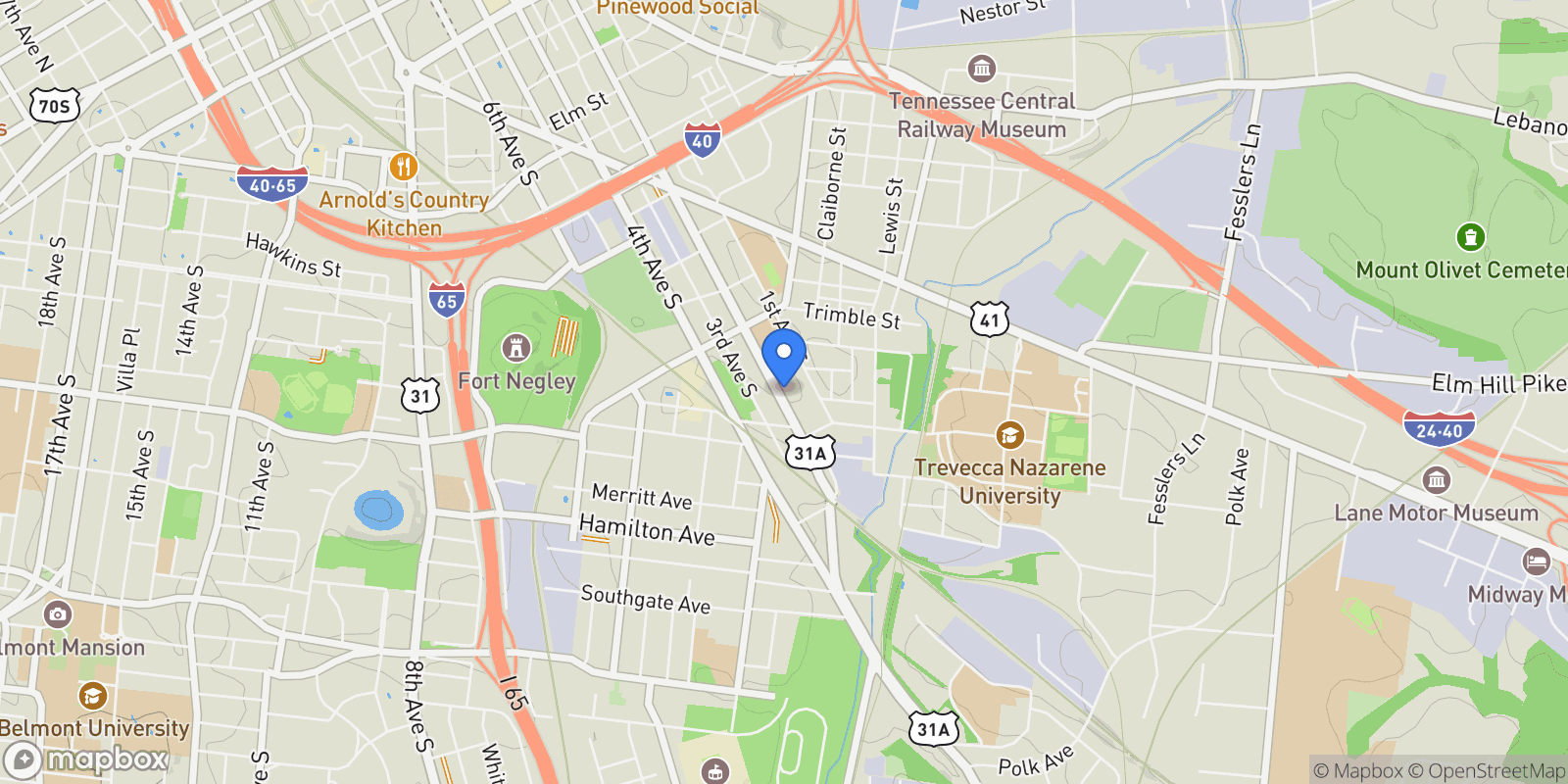 Map showing 1242 2nd Ave S 4, Nashville, Tennessee, United States.