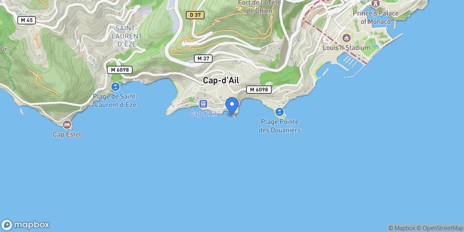 Map showing Cap-d'Ail, Provence-Alpes-Côte d'Azur, France.