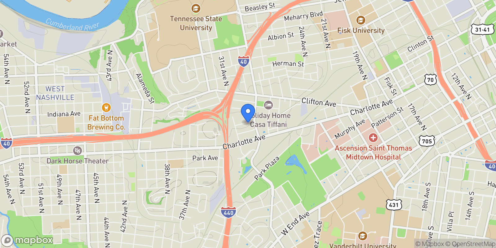 Map showing 2809 Delaware Avenue 202, Nashville, Tennessee, United States.
