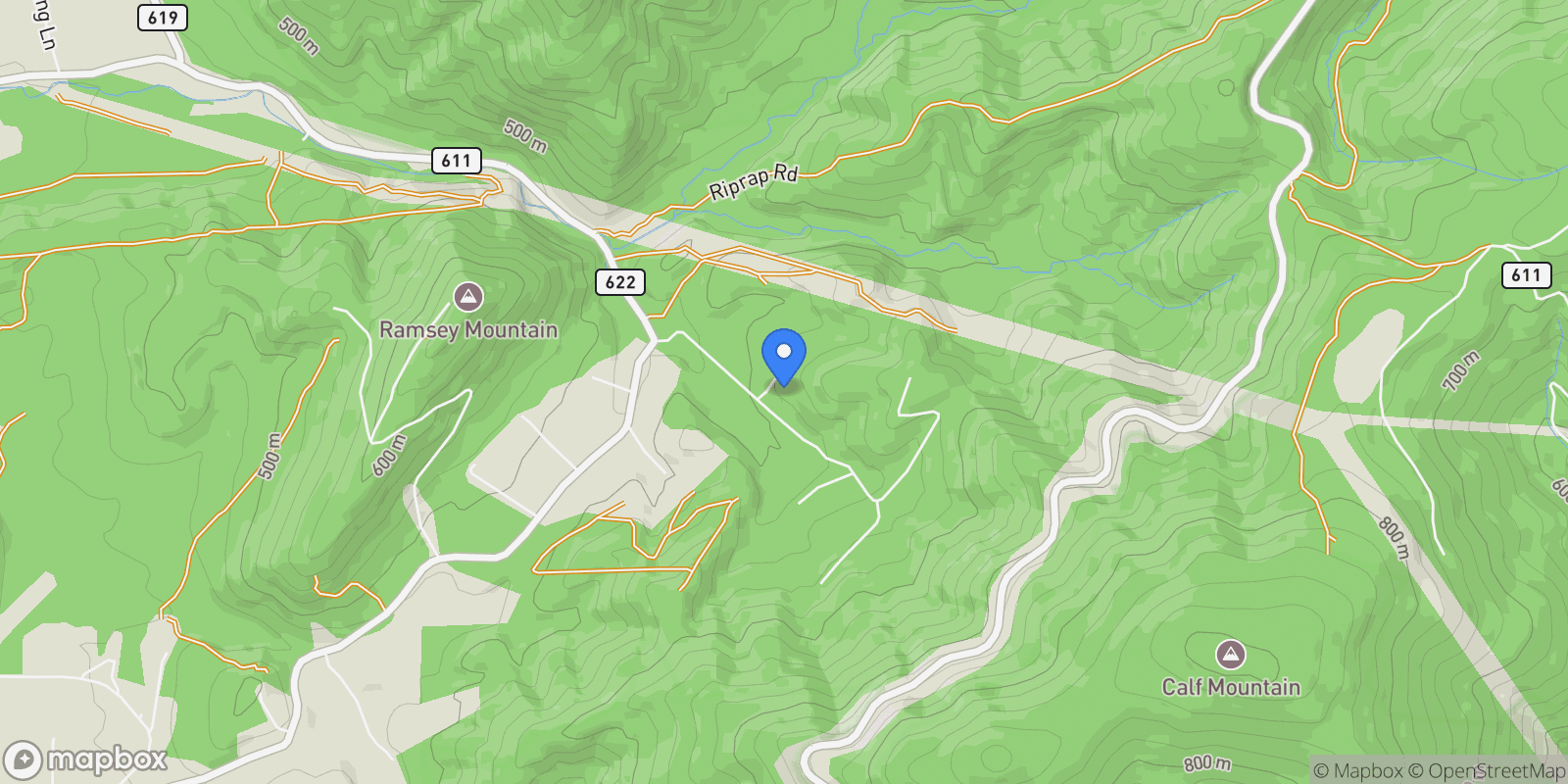 Map showing 154 Rip Rap Rd, Waynesboro, VA 22980, Fishersville, Virginia, United States.