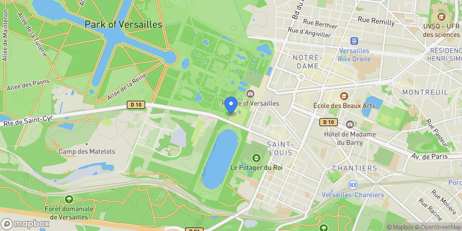 Map showing Versailles, Île-de-France, France.