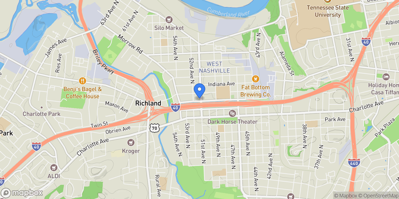 Map showing 603 51st Avenue, Nashville, Tennessee, United States.